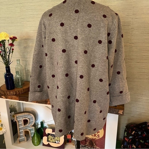 ARABELLA ADDISON gray merlot polka dot knit pullover sweater Women Size 1X Plus - Picture 4 of 7
